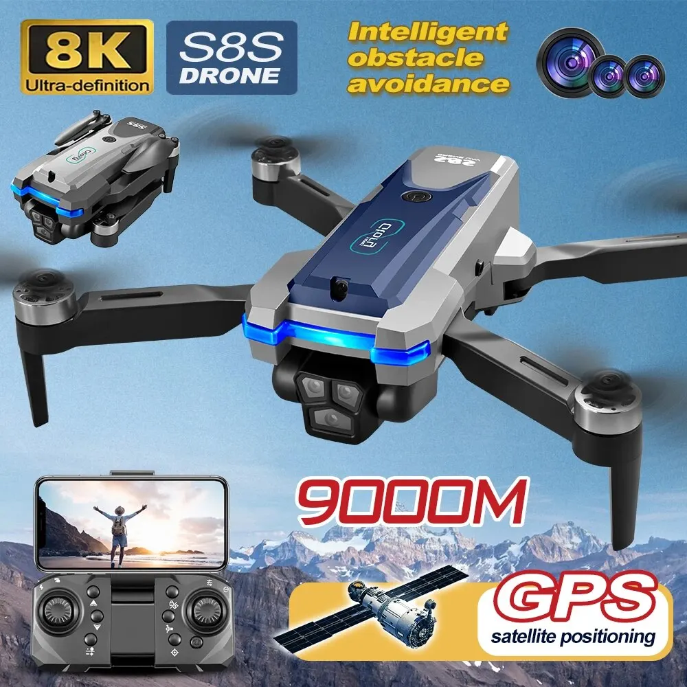 Rc Helicopter Electric - Складной Квадрокоптер S8S, GPS, Wi-Fi, 8K